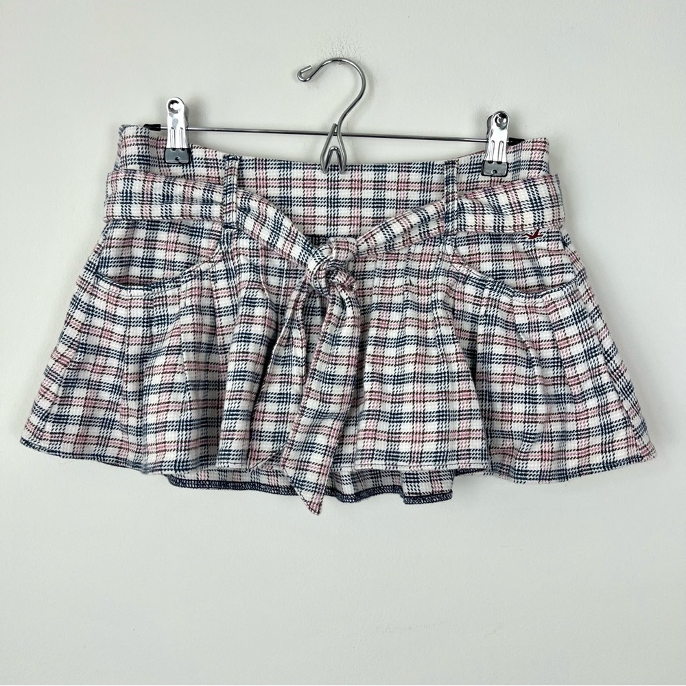 NWT Hollister y2k Deadstock Plaid Bow Micro Mini Pleated Skirt